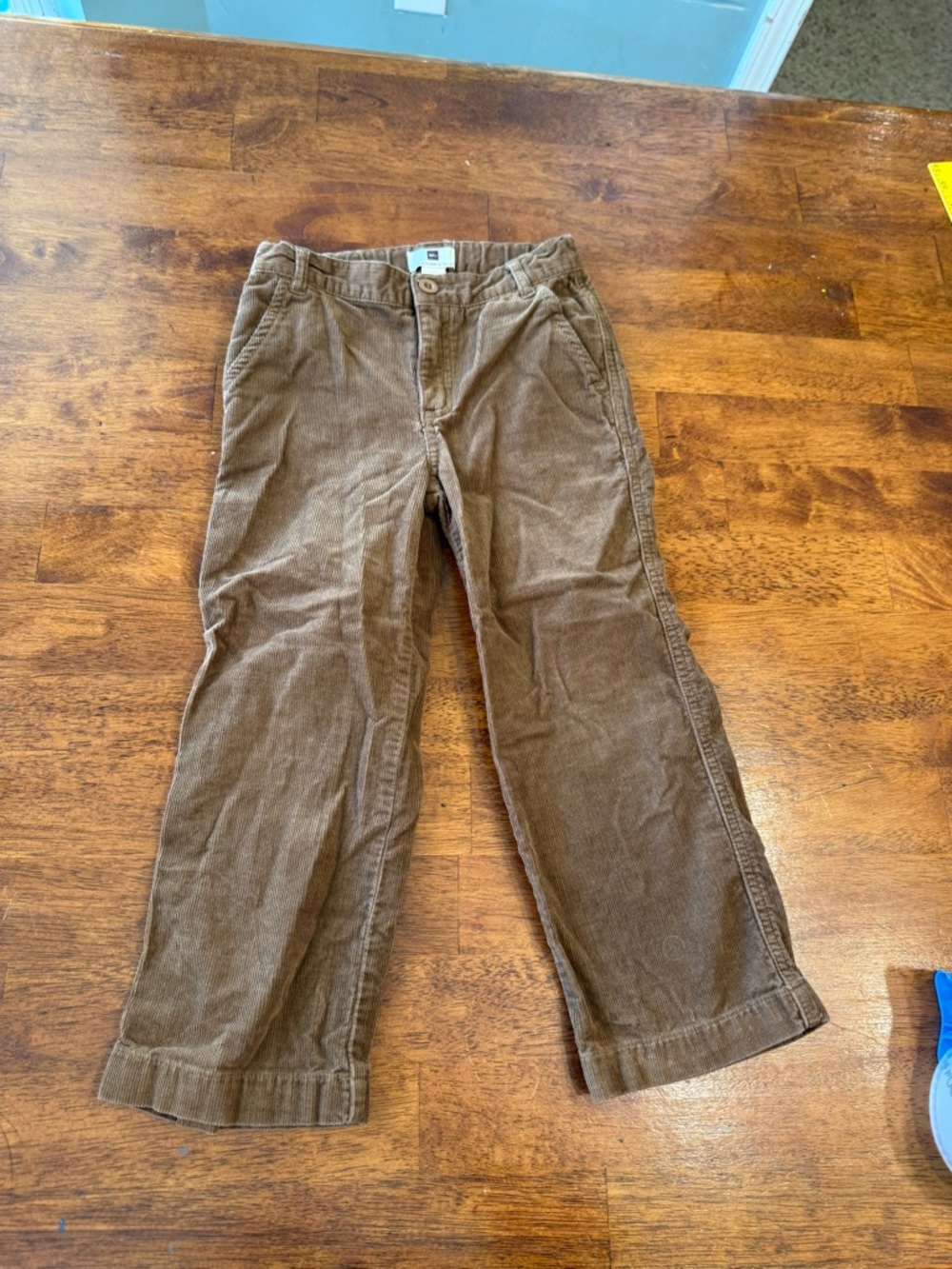 Tea Collection Kids Brown Corduroy Pants - Button Waist Straight Leg 5 Elastic